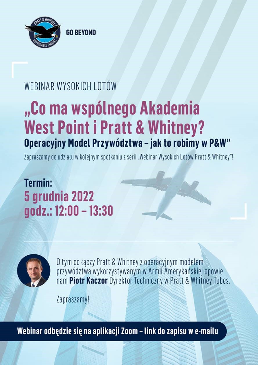 Zaproszenie na webinar firmy Pratt&Whitney