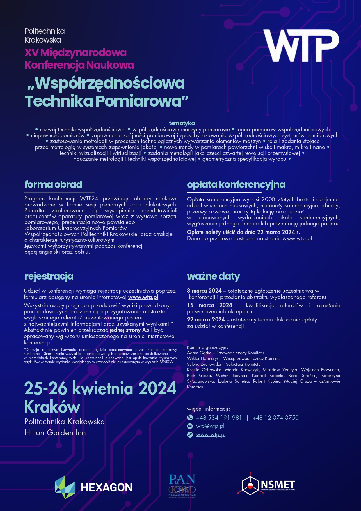 XV Międzynarodowa Konferencja Naukowa „Współrzędnościowa Technika Pomiarowa”
