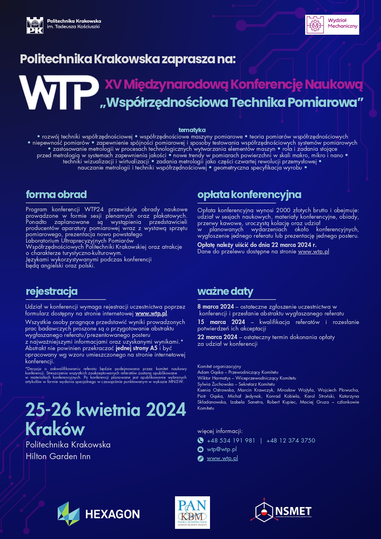 XV Międzynarodowa Konferencja Naukowa „Współrzędnościowa Technika Pomiarowa”