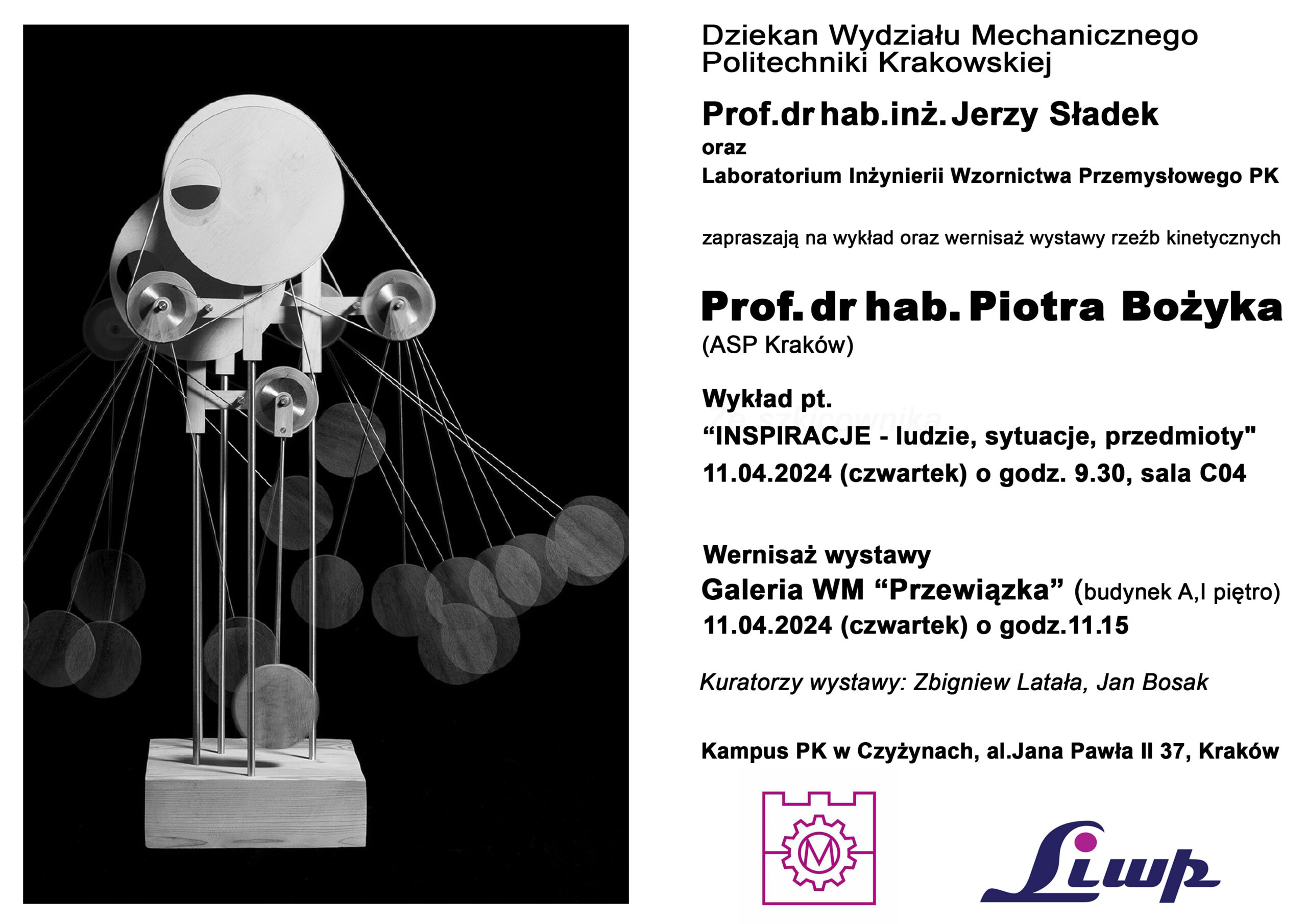 Zaproszenie na wykład i wernisaż prof. Piotra Bożyka (ASP Kraków)