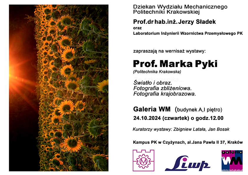Zaproszenie na wernisaż prof. Marka Pyki