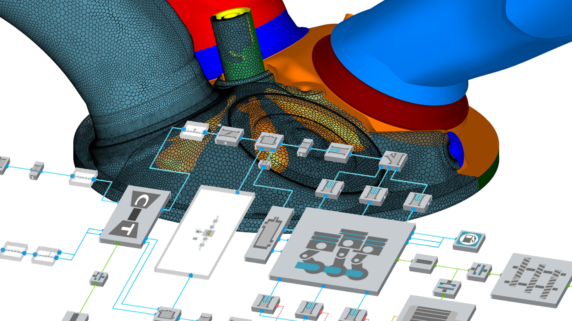kawałek schematu modelowania z programu komputerowego