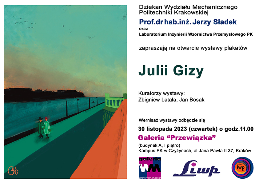 Zaproszenie na wernisaż plakatów Studentki IWP – Julii Gizy
