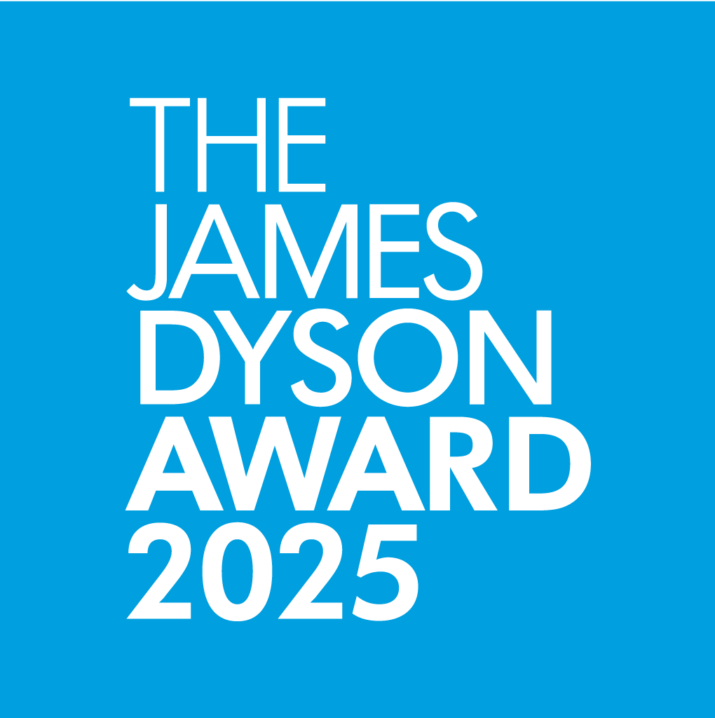 na błękitnym tle biały napis: The James Dyson Award 2025